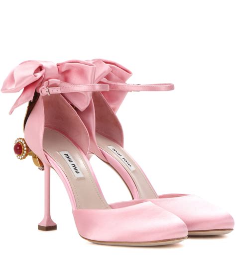 miu miu pink satin shoes|saks miu michaels.